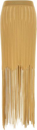 Balmain Fringed Midi Skirt - Beige