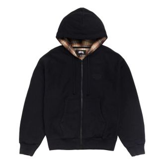 St&uuml;ssy Plaid Lined Zip Hoodie Black 118619-BLAC