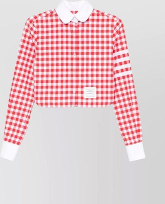 Thom Browne cropped round collar shirt with gingham check
