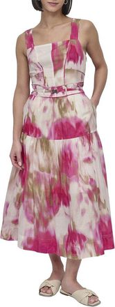 DKNY Straight Neck Midi Dress