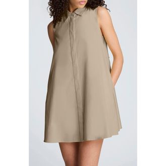 Kenneth Cole Sleeveless Trapeze Mini Shirtdress in Timeless Taupe at Nordstrom, Size 10