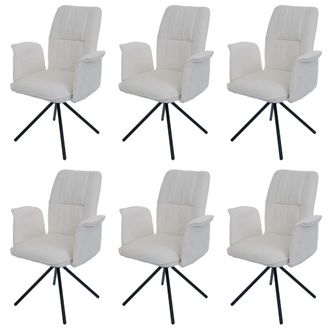 Hhg Hhg - Nunca Usado] Juego De 6 Sillas De Comedor 433, Reposabrazos Giratorio Auto-return, Tela/textil Chenilla (340g/m&sup2;) Oeko-tex, Crema