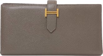 Herm&egrave;s Gray Epsom Leather Long Wallet (Bi-Fold) (Pre-Owned)