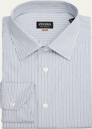 Ermenegildo Zegna Mens Centoventimila Cotton Multi-Stripe Dress Shirt