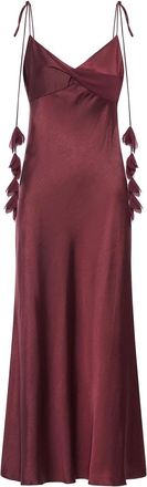 Self Portrait Burgundy Satin Flower Midi Dress