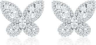 Suzy Levian Pavé Butterfly Stud Earrings in White at Nordstrom Rack
