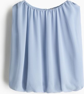 H&M Drapiertes Top mit Ballonsaum - Blue