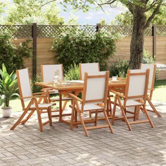 vidaXL Juego Comedor De Jard&iacute;n 7 Pzas Madera Maciza Acacia Y Textileno Vidaxl