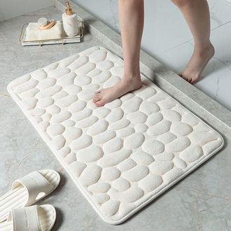 OEM Alfombra De Gofre Con Dise&ntilde;o De Guijarros, Alfombra De Suelo Absorbente Antideslizante Para La Entrada Del Ba&ntilde;o (blanco Leche, 40 X 60 Cm)