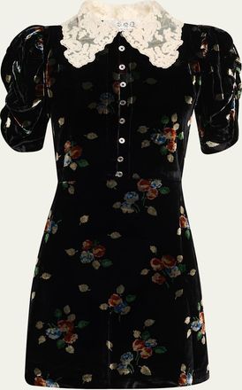 Sea New York Leda Floral Burnout Velvet Mini Dress