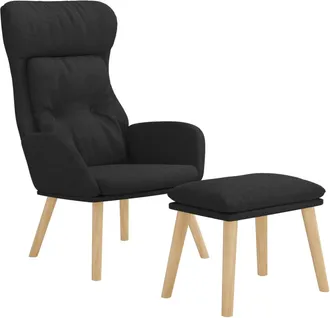 vidaXL Sill&oacute;n De Relax Con Taburete Tela Negro Vidaxl