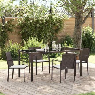 vidaXL Conjunto De Comedor De Jard&iacute;n 5 Pcs Marr&oacute;n Polirat&aacute;n Vidaxl