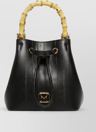Marella textured bucket bag bamboo handle hardware
