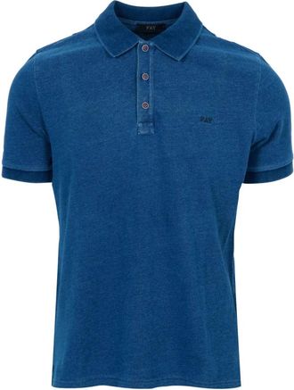 Fay Polo shirt van katoen met Delav&eacute; wassing - Heren - Polos - Blauw - 2XL - Katoen - Tops
