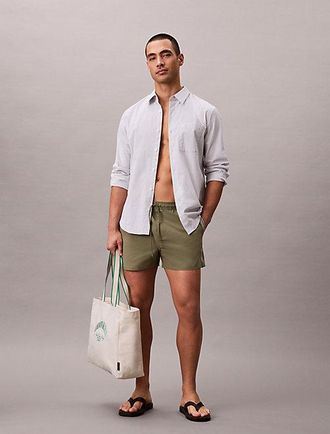 Calvin Klein Short Drawstring Swim Shorts - Logo Tape