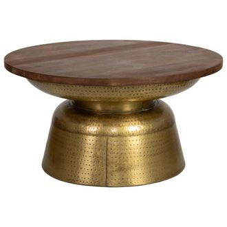 Wanderlust Deco Mesa de centro de madera y metal natural 80x80x41