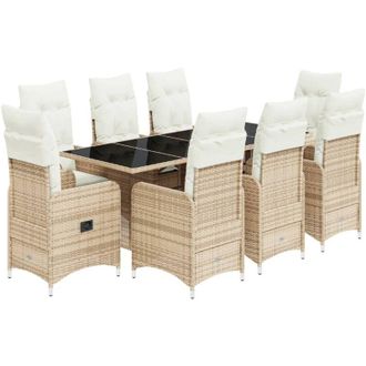 vidaXL Set De Mesa Y Sillas De Jard&iacute;n 5 Pzas Y Cojines Rat&aacute;n Pe Beige Vidaxl