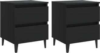 vidaXL Bed Cabinets 2 pcs Black 40x35x50 cm Engineered Wood vidaXL