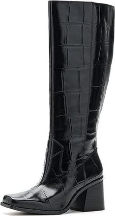Vince Camuto Sangeti Stacked Heel Knee High Boot Womens Boots Black : 6.5 M, Leather