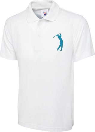 Generic Golf Logo Embroidered Polo Shirt, Workwear Uniform Work Golf Player Golfer Unisex Adult Polo (White, XL, x_l)