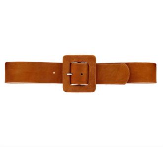 Streets Ahead Women Covered Buckle Leather Belt In Cognac
