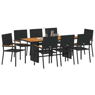 Berkfield Home Modern 9 Piece Garden Dining Set Black Poly Rattan