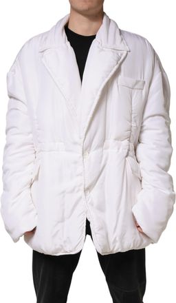 Dolce & Gabbana White Silk Padded Parka Men Coat Mens Jacket (Pre-Owned)