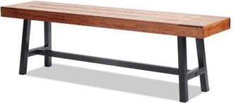OEM Gartenbank, 160 Cm Gro&szlig;e Gartenbank Aus Holz Mit Metallbeinen F&uuml;r Den Au&szlig;enbereich, 227 Kg Tragkraft, Gartenparkbank, Essbank, Terrassenbank F&uuml;r Garte