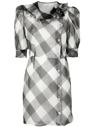 Alessandra Rich Abito corto a quadri - Bianco