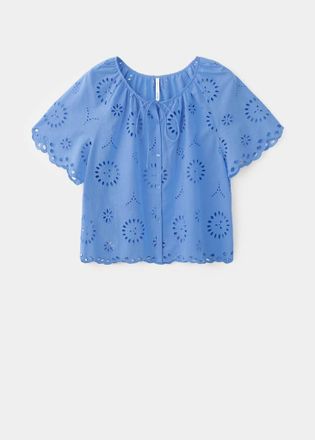 Mango Blusa traforata ricami blu - Donna - XS - MANGO