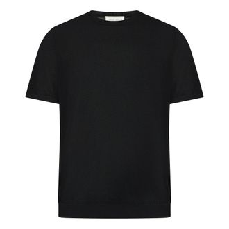 Roberto Collina Round-neck Knitwear, male, Black, Size: 2XL Textured Short-sleeve T-shirt