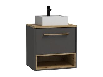 Vente-Unique Mueble de baño suspendido antracita con lavabo - 60 cm - YANGRA