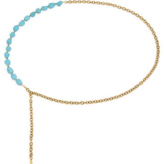 Petit Moments Turqouise Beaded Chain Belt in Waterproof/Gold at Nordstrom