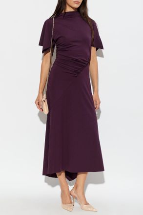 Victoria Beckham Asymmetric Draped Dress, Womens, Purple