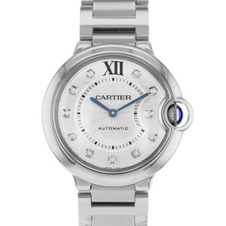 Cartier Pre-owned Cartier Ballon Bleu 36Mm Automatic Diamond Silver Dial Ladies Watch WE902075