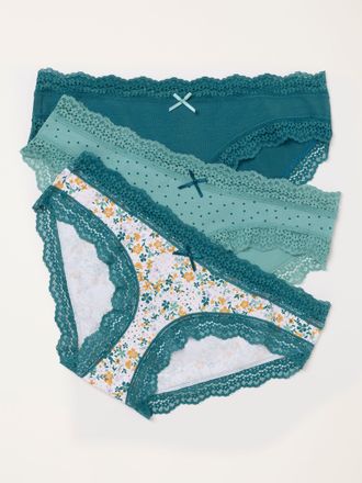 Fat Face FatFace Green 3 Pack of Lace Shorts
