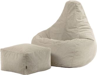 Icon Brand Puf con respaldo alto y reposapi&eacute;s cuadrado y pana beige