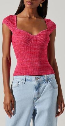 ASTR the Label Eloah Ribbed Top in Pink Space Dye at Nordstrom Rack, Size X-Small