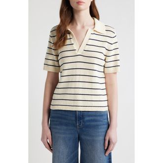 Frame Denim The Stripe Polo Top in Cream Multi at Nordstrom, Size X-Small