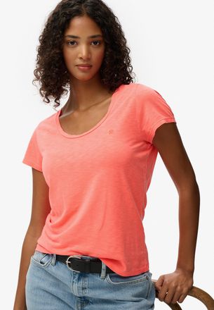 Superdry T-Shirt SUPERDRY STUDIOS SCOOP NECK TEE, Damen, Gr. XXL, volcanic coral, Single Jersey, Obermaterial: 60% Baumwolle, 40% Lyocell, unifarben, regular f
