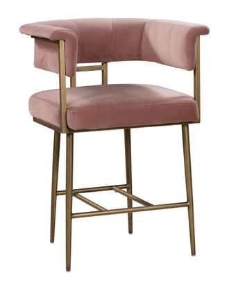 TOV Furniture Astrid Blush Velvet Counter Stool
