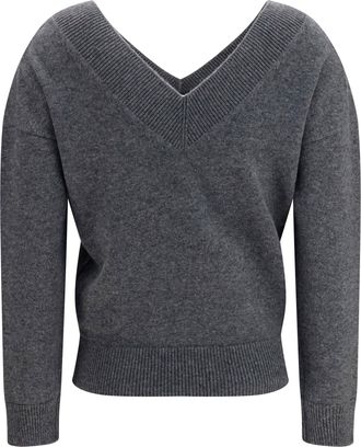 Tom Ford Womens V-Neck Sweater Light Charcoal Kashmir-Capra Hircus Kashmir/capra