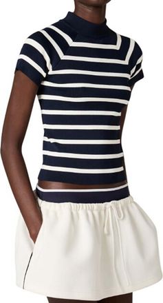 Miu Miu BlackWhite Stripes Mock Collar Sweater