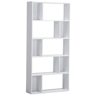 Beliani Librer&iacute;a Blanca 174 X 83 Cm Estantes Grandes Y Peque&ntilde;os Escandinavos Orilla