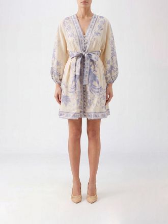 Zimmermann Tunica mini in lino con stampa floreale e maniche a palloncino