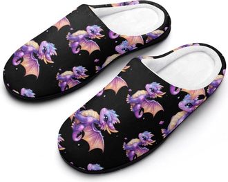 Generic Cute Dragon Cotton Slippers for Women Indoor Outdoor Slipper Slip-On Memory Foam Home Shoes