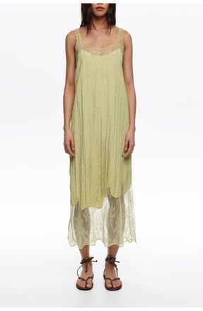 Bimba & Lola Mini Dots Lace Strap Dress in Dots Mini Olive at Nordstrom, Size X-Small Eu