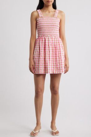 Lilly Pulitzer Hadly Check Print Skirted Romper in Cherry Blossom Pink at Nordstrom, Size Xx-Small