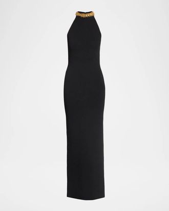Balmain Embellished Compact Knit Maxi Dress