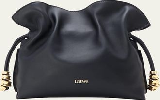 Loewe Flamenco Ruched Clutch Bag in Leather